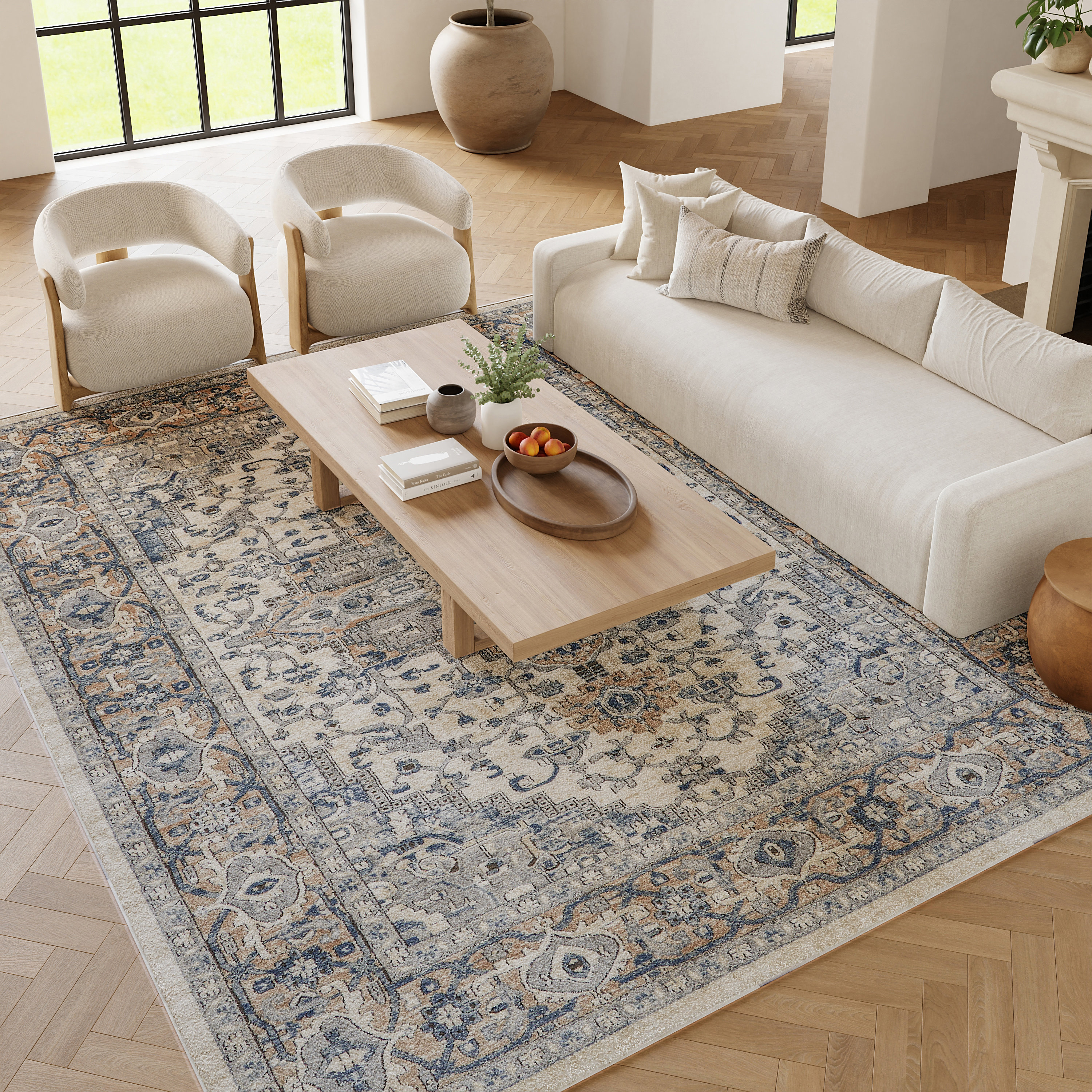 Lark Manor Jurado Oriental Ivory/Grey Area Rug & Reviews - Wayfair